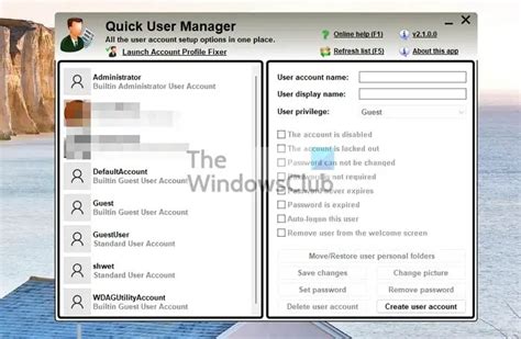 Quick User Manager 2.2.0.0